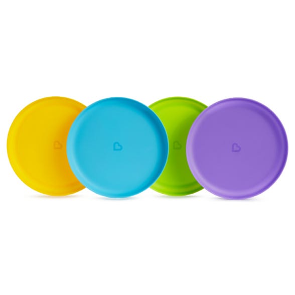 Munchkin Multi Plates Toddler Feeding Plates, 4-Piece Pack, Colorful Stackable