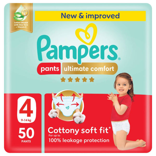 Pampers Ultimate Comfort Pants Size 4 Disposable Baby Diapers Mega Pack, 50 Pants