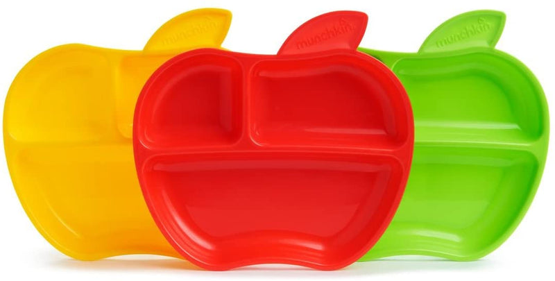 Munchkin Lil' Apple Divided Feeding Plates, Apple Shape, 3 Pieces