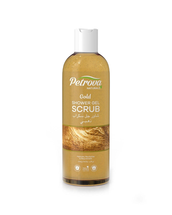 PETROVA GOLD Shower Gel Scrub, Hydrating Exfoliating Body Cleanser