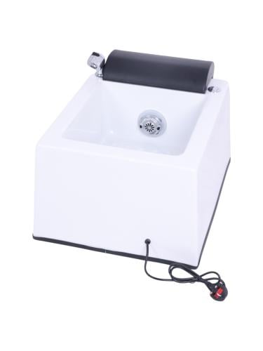 Salon System Jacuzzi Pedicure Basin with Black Footrest, White
