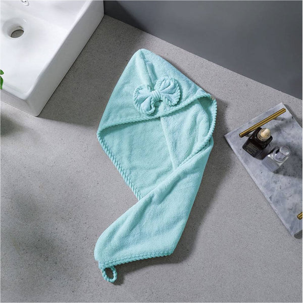 Reefi Modern Hair Cap, Coral Fleece, Quick-Absorbent, Turquoise, 75 x 28 cm