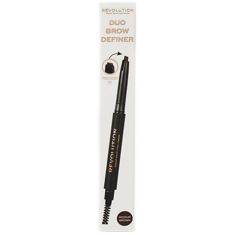 Revolution Dual-Ended Brow Pencil Medium Brown Water-Resistant Formula