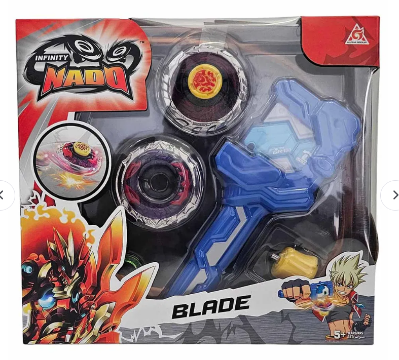 Infinity Nado Athletic Series Launcher Set Blade, Metal Attack Ring, Gun-Shaped Launcher and Super Long Rack