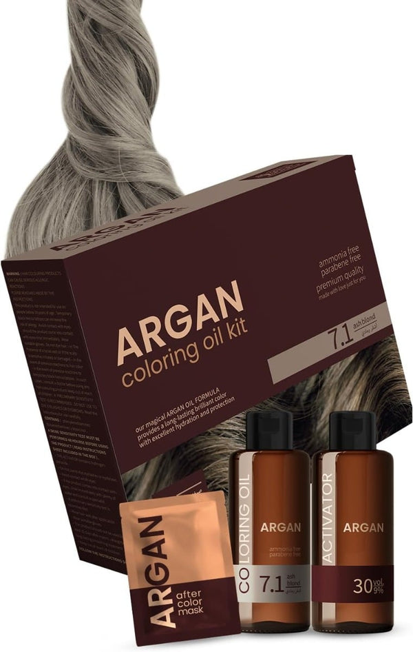Argan Coloring Oil Hair Dye Kit Ash Blond 7.1