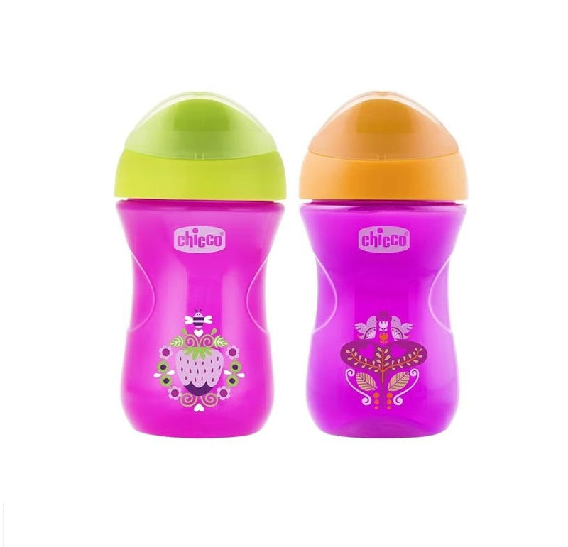 Chicco Non-Slip Girls' Sippy Cup with Spill-Protection Valve for Water and Juice