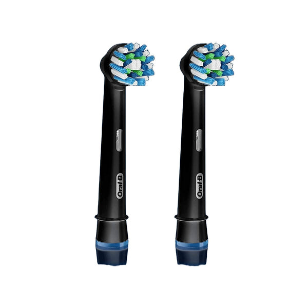 Oral-B Cross Action Black Electric Toothbrush Replacement Brush Heads, Angled Bristles, 2 Pack