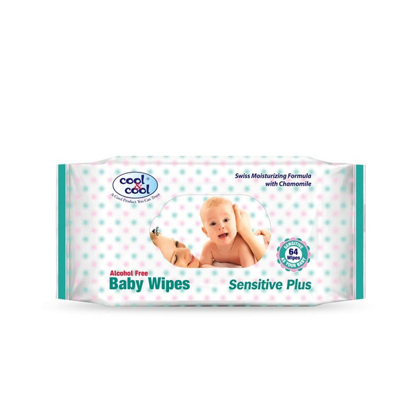 Cool & Cool Baby Wipes Sensitive Plus, 64 Pieces