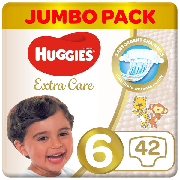 Huggies Extra Care Diapers Size 6 Jumbo Pack, 42 Pieces