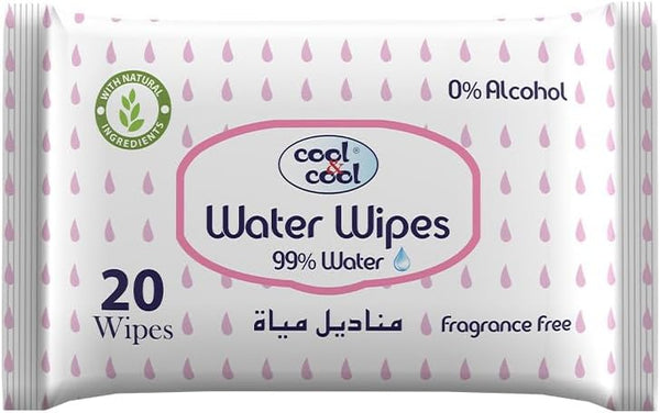Cool & Cool 99% Water Content Baby Wipes, 20 Pieces