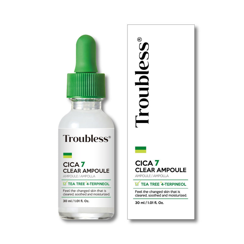 Troubless Cica7 Clear Ampoule Serum 30ml, Centella Asiatica and Hyaluronic Acid