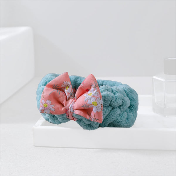 Reefi Floral Hair Tie Turquoise Bow Elastic Hair Accessory