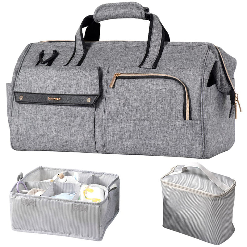 Sunveno 3in1 Travel Bag Grey Polyester Diaper Caddy Dry-Wet Bag