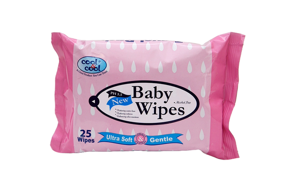 Cool & Cool Baby Wipes Travel Pack, 25 Pieces