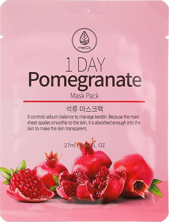 MED B 1 DAY Pomegranate Sheet Mask, 15-20 Minute Facial Mask