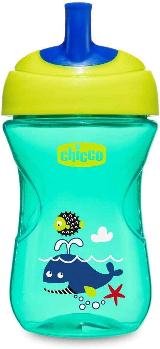 Chicco Advanced Drinking Cup with Bite-Resistant Rounded Spout, Boy Design