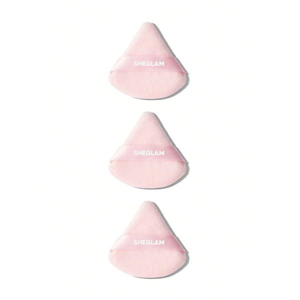 SHEGLAM Insta-Ready Powder Puffs Triangle Shape Soft Makeup Sponges Pink, 3 Pieces