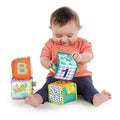 Bright Starts Grab & Stack Blocks Soft Multisensory Baby Toy, 4-Piece Set