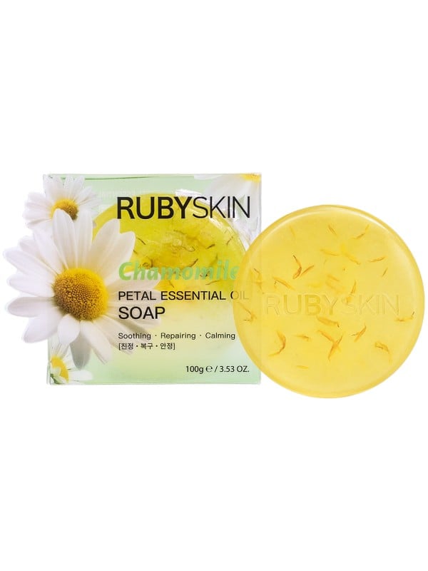 Rubyskin Chamomile Petal Essential Oil Soap Bar, Gentle Cleansing, 100g