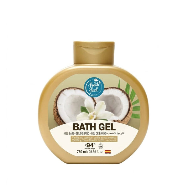 Fresh Feel Vanilla & Coconut Shower Gel, Moisturizing Body Wash, 750ml