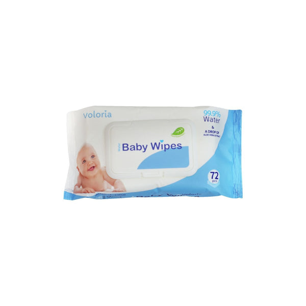 Voloria Water Baby Wipes 99.9% Pure Water Aloe Vera 72 Pieces