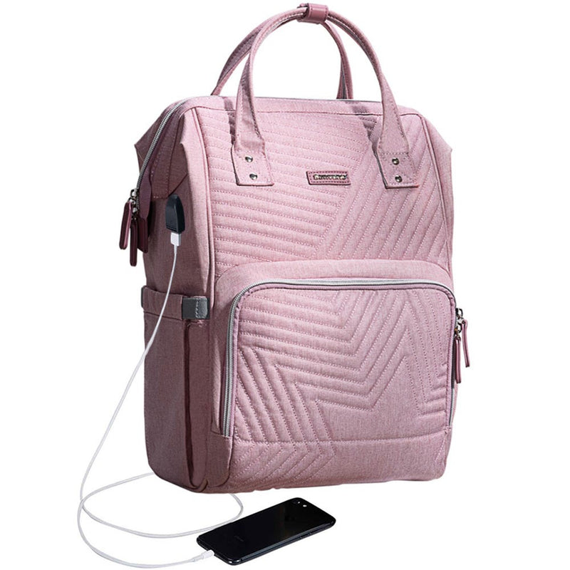 Sunveno Diaper Bag with USB Port, Nova Pink, Backpack and Handbag