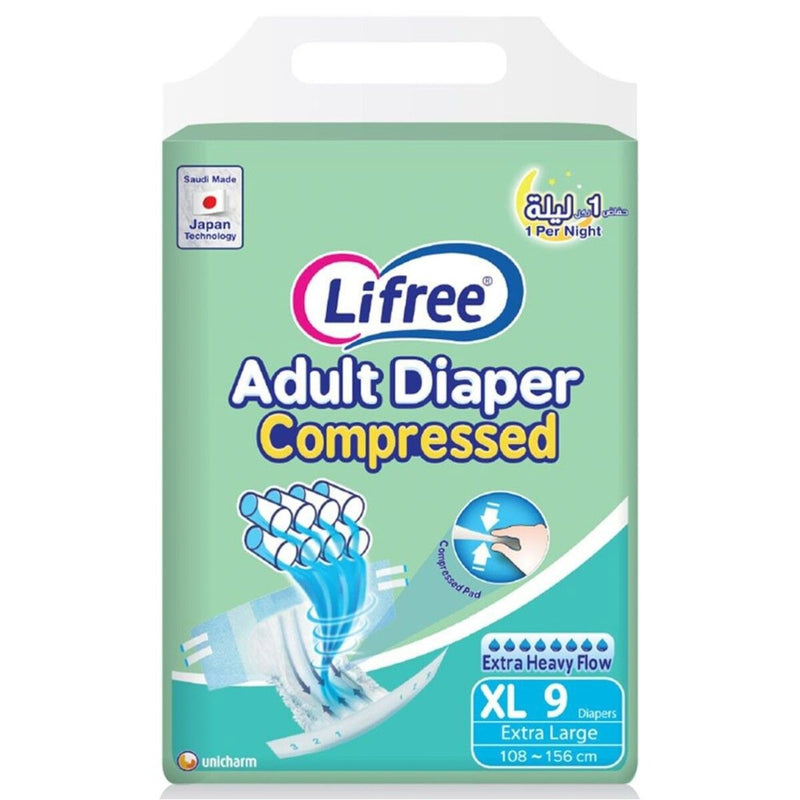 Lifree Tape Diaper X-Large Adult Diapers Overnight Protection, 9 Pack