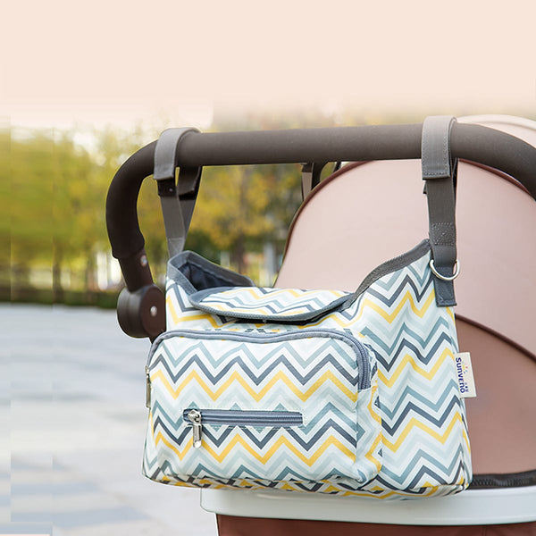 Sunveno Baby Stroller Organizer Bag Yellow Wave Water-Resistant Polyester