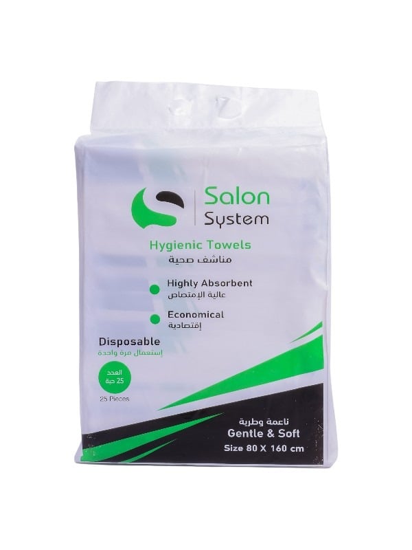 Salon System Disposable Sanitary Towels Non-Woven Single-Use 80 x 160 cm, 25 Pieces