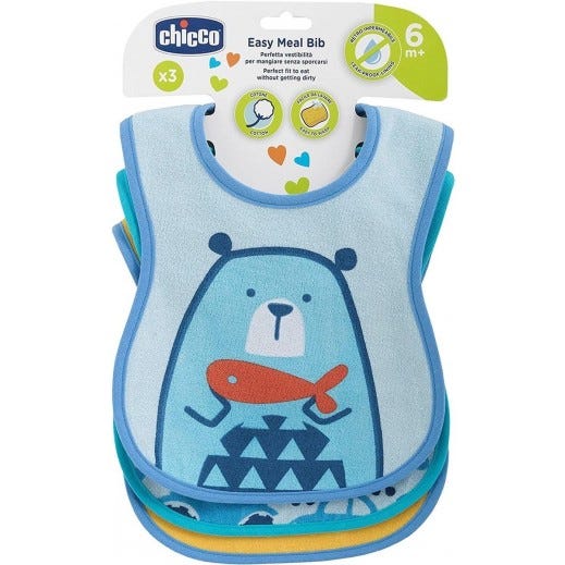 Chicco Super Absorbent Baby Bibs Cotton Bib with Teether, Adjustable Neckline