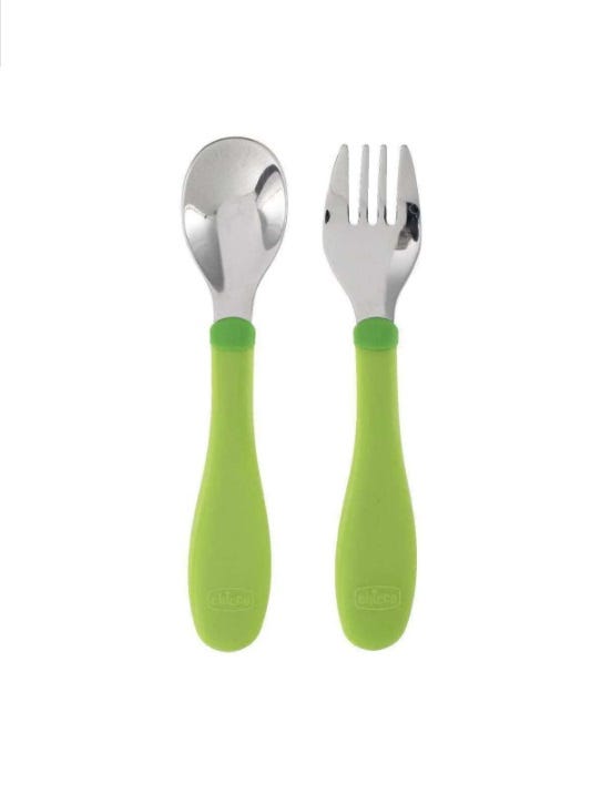 Chicco Rust-Resistant Fork and Spoon Set for Children 18 Months+