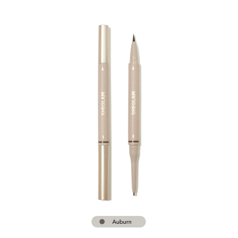 SHEGLAM 2-in-1 Brow Pencil Auburn Waterproof Matte Finish with Spoolie