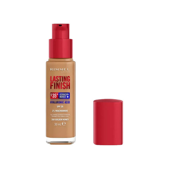 Rimmel London Lasting Finish Foundation Natural Finish Hyaluronic Acid Vitamin E 2% Niacinamide SPF20 Golden Honey 30 ml