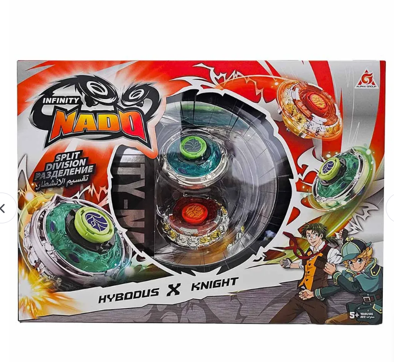 Infinity Nadosplit Series Hybodus and Knight Metal Spinning Top Battle Set, 2 Pack