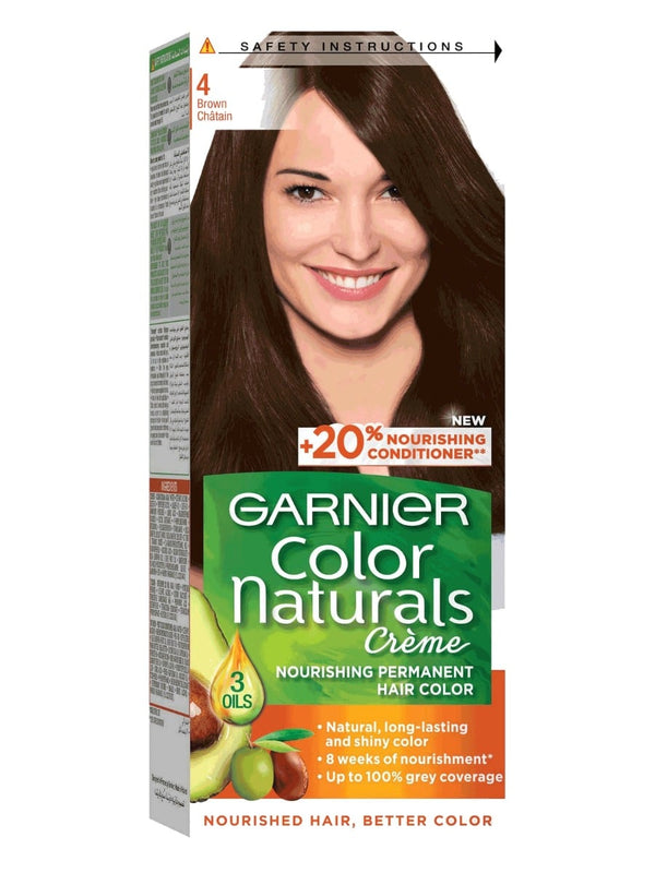 Garnier Color Naturals Hair Color 4 Brown Natural Oils Gray Coverage