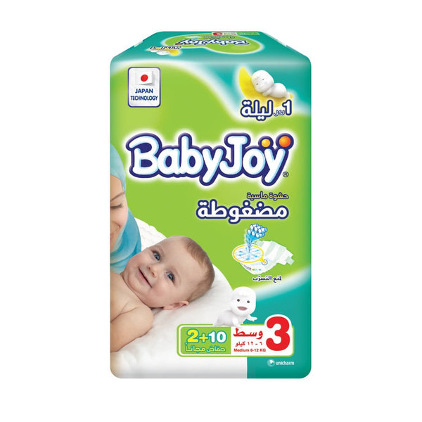 BabyJoy Saving Pack Medium Size 3 Diapers Absorbent Core Breathable Material 6-12 kg 12 Count