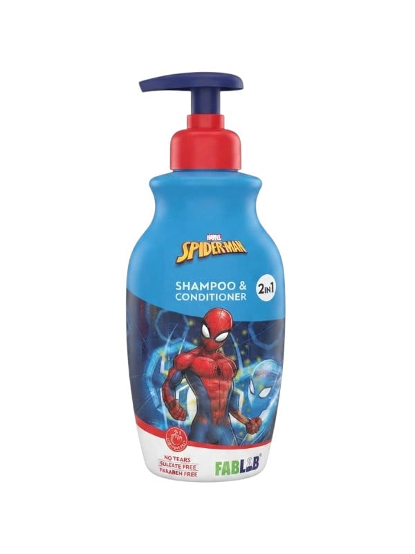 Fab Lab Spider-Man 2-in-1 Kids' Shampoo & Conditioner Gentle Tear-Free Formula 500ml