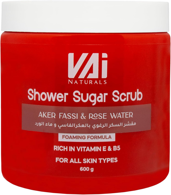 VAI Naturals Foaming Sugar Scrub Aker Fassi & Rose Water 600g