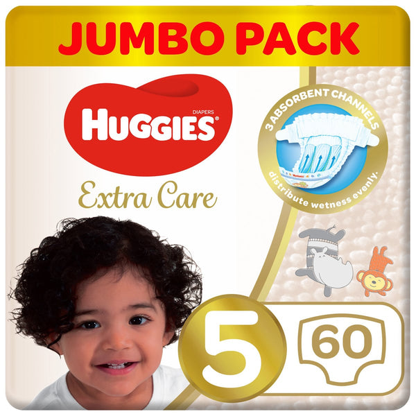 Huggies Extra Care Diapers Size 5 Breathable Fragrance-Free 12-22 kg