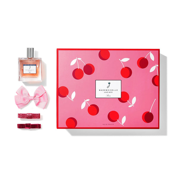 Jacadi Mademoiselle Petite Cerise Eau de Toilette Gift Set with Hair Clips, Fruity Floral, 100ml