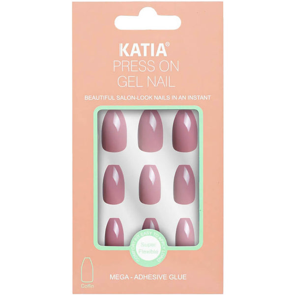 Katia Gorgeous Press-On Nails Nude Pink, Flexible Artificial Gel Nails, Cof. Nude 9