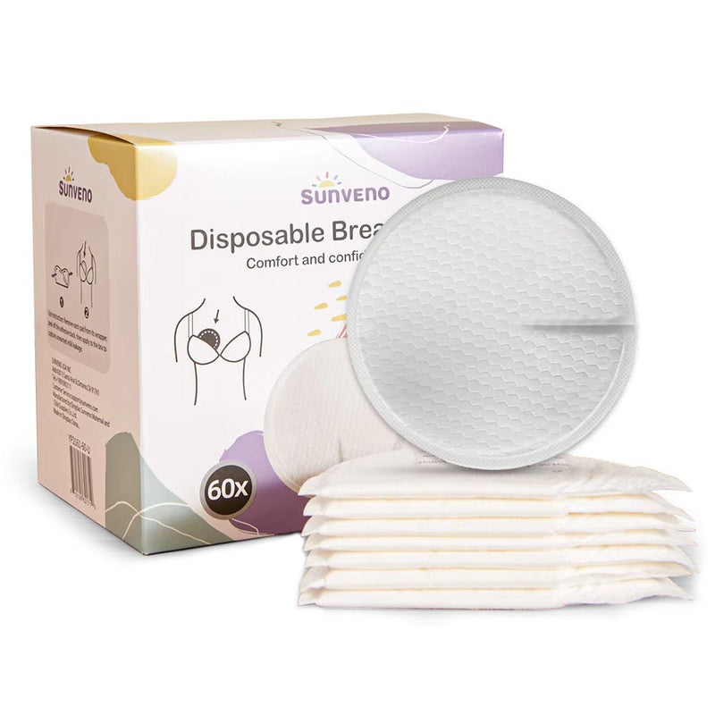 Sunveno Disposable Breast Pads White, Ultra-Thin Absorbent Leak-Proof Design