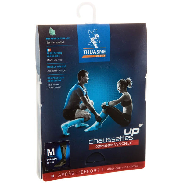 Thuasne After Exercise Sport Socks for Men, Gradual Compression, Menthol Scent, Size M