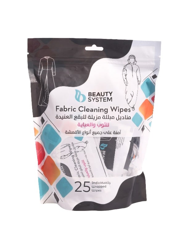 Beauty System Fabric Stain Remover Wipes, Individually Wrapped, 25 Wipes