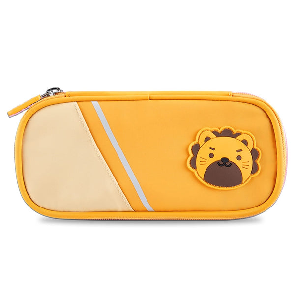 Nohoo Pencil Case Lion Yellow Polyester Zipper Pouch with Mesh Pocket