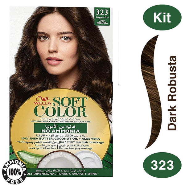 Soft Color Hair Colour Kit, Dark Robusta 323, Ammonia-Free Cream