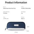 Nohoo Pencil Bag Fabric Vegan Leather Blue Zippered Storage Pocket