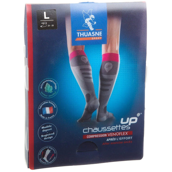Thuasne After Exercise Sport Socks for Women, Gradual Compression, Menthol Scent, Size L