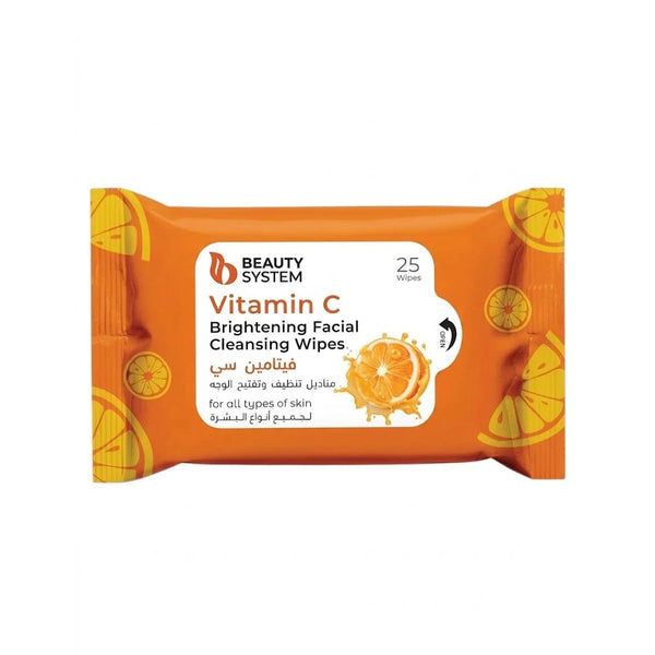 Beauty System Vitamin C Facial Cleansing Wipes Brightening Radiance Care 25 Wipes