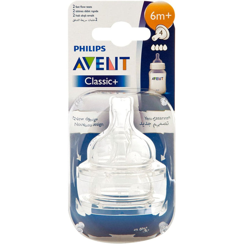 AVENT Natural Silicone Bottle Nipples Soft Texture Breastfed Baby Pack of 4